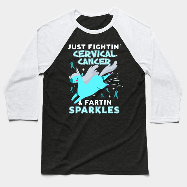 cervical cancer funny unicorn farting sparkles Baseball T-Shirt by TeesCircle